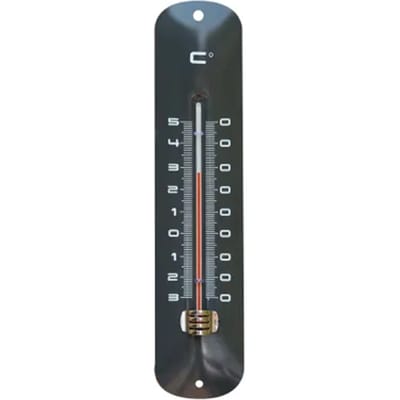 Binnen en Buiten Thermometer - grijs - metaal - 6,5 x 30 cm - Binnen/buitenthemometers - Temperatuurmeters