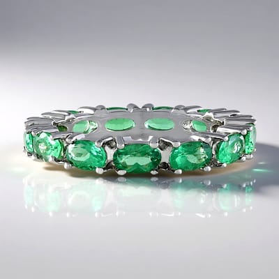 Cavill - Zilveren Ring met Groene Ovale Apatiet - 2,657 ct - 925 Sterling Zilver Geplatineerd - Elegante Ring Dames - Madagaskar Edelstenen