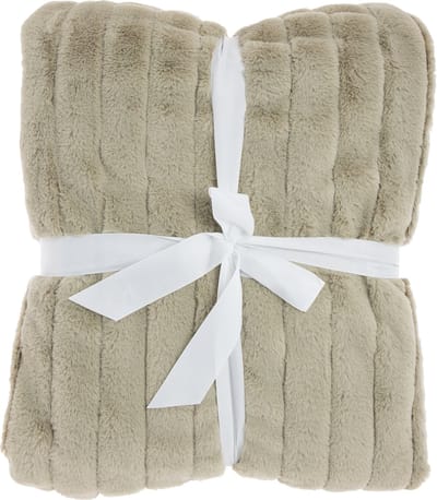 Unique Living Vent du Sud - bedsprei - fake fur bont - rib - naturel - taupe - 220x240cm