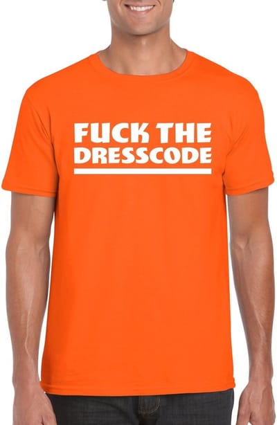 Fuck the dresscode heren shirt oranje - Heren feest t-shirts S