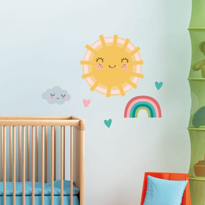 Muurstickers - ZON VERLIEFD OP DE REGENBOOG - transparante zelfklevende achtergrond - 30x40cm