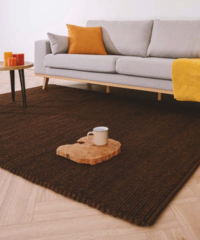 Wollen vloerkleed - Lett cacao 60x120