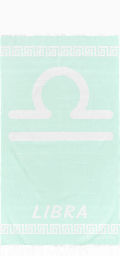 uit Turkije By Aquatolia Hamamdoek Libra Zodiac - 100% Zacht Katoen - Strandlaken - Handdoek - Licht Groen - 100cm x 180cm - Originele hamamdoek uit Turkije