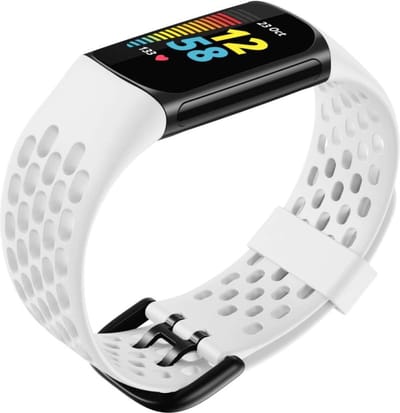 DrPhone FVS2 TPU Siliconen Polsband – Armband – Sportband Geschikt voor Fitbit Charge 5-Wit
