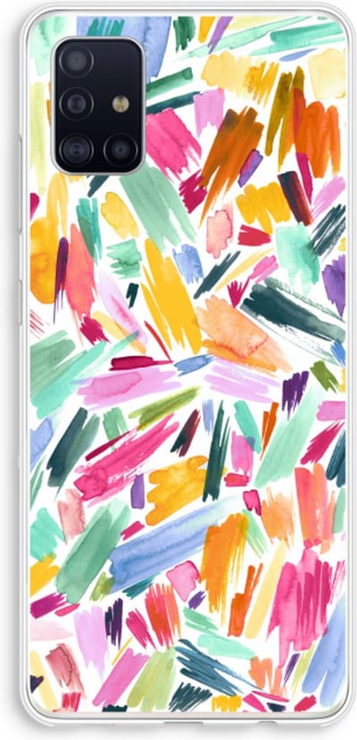Hoesje geschikt voor Samsung Galaxy A51 4G hoesje - Watercolor Brushstrokes - Soft Cover Telefoonhoesje - Bescherming aan alle Kanten en Schermrand