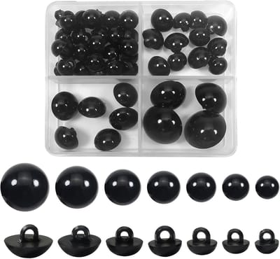 Ogen 8 tot 17 mm Rond Zwart Kunststof Knopen Naaienopen voor Zachte Pop Maken doe-het-zelf Craft Pluche Dier
