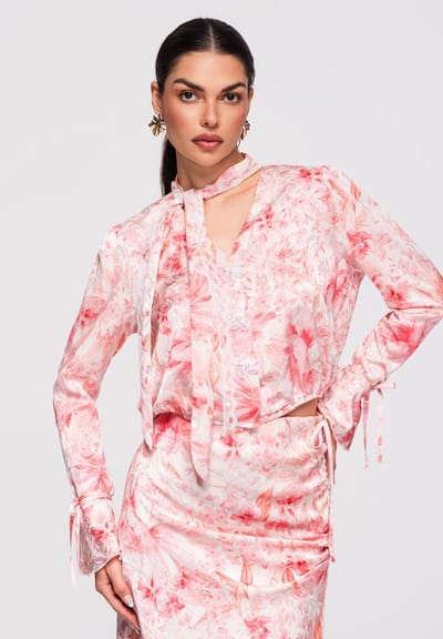 OMBRE Overhemd - Loose Fit - Lange Mouw - Knopen Roos S