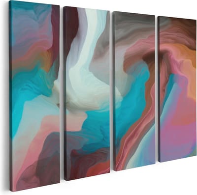 Artaza Canvas Schilderij Vierluik Abstracte Kunst - Kleurrijke Golven - 80x60 - Foto Op Canvas - Canvas Print