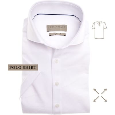 John Miller Polo Short Sleeve Slim Stretch Wit / male