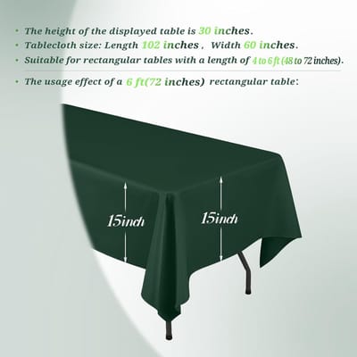 Tafelkleden 152,4 x 259 cm (60 x 102 in) Hunter Green rechthoekig tafelkleed voor rechthoekige tafels van 183 cm, wasbaar polyesterweefsel, voor bruiloftsfeesten, eettafel