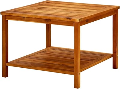 Houten Salontafel - Bijzettafel Vierkant - Woonkamer Gebruik - Massief Acaciahout - 60 x 60 x 45 cm - Bruin