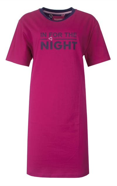 Irresistible Dames Nachthemd - In for the night Tekst - Fuchsia - Maat S
