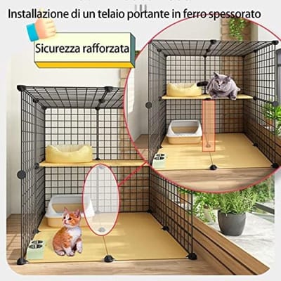 Kattenkooi - Dierenverblijf - Veilig Spelen - Modulair Ontwerp - 75 cm - Zwart