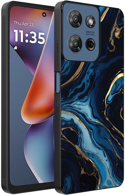 Smartphonica Telefoonhoesje Geschikt voor Motorola Moto G 2025 met marmer opdruk - TPU backcover case gold blue marble design - Goud Blauw geschikt voor Motorola Moto G 2025