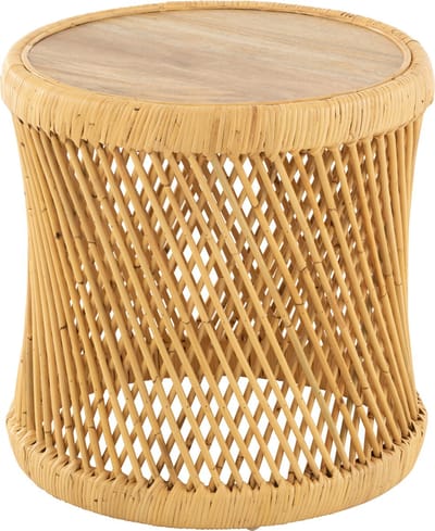 J-Line bijzettafel Cylindrisch - rotan - naturel