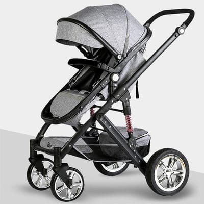 Kinderwagen - Buggy Draagbaar - Comfortabel Reizen - Drieweg Ademend Ontwerp - 14.5x26.7x42.1 inch - Grijs