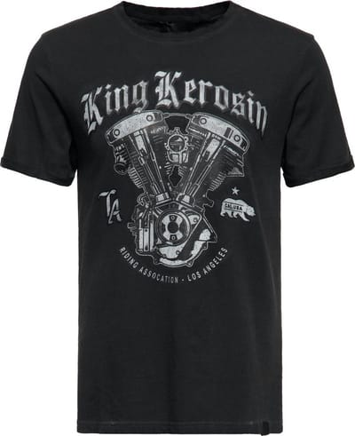King Kerosin Riding Association L.A. Oil Washed T-shirt Zwart