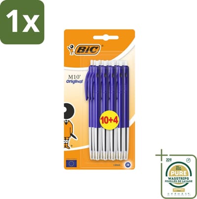 1 x BIC - M10 Original - Balpennen met Kliksysteem - Blauw - 1 mm Punt - 14 Pennen- Balpen - Schrijfset - Balpen Set - BIC M10 - Balpen Blauw