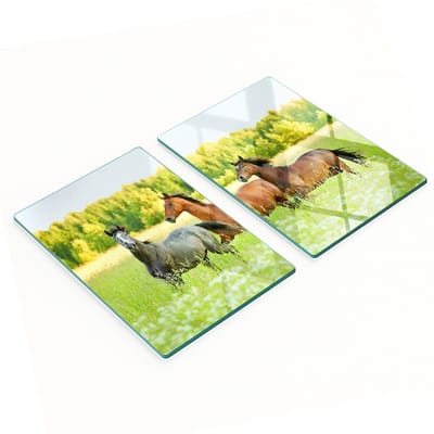 Glazen snijplanken voor in de keuken met afbeelding van een galopperend paard, 2x40x52 cm