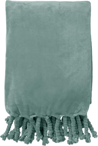 Dutch Decor - FLORIJN - Plaid 150x200 cm - grote fleece plaid met flosjes - Jadeite - lichtgroen