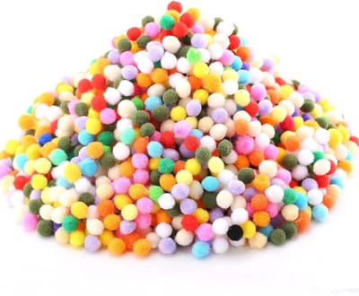 Allecto Plus - Pack van 2000 Kleurrijke Pompoms Knutsel Pompoms Ca. 10 mm Mini Pompoms Kleurrijke Kleine Pompoms Pluizige Pompoms Pluche Balletjes voor Knutselen DIY Decoratie