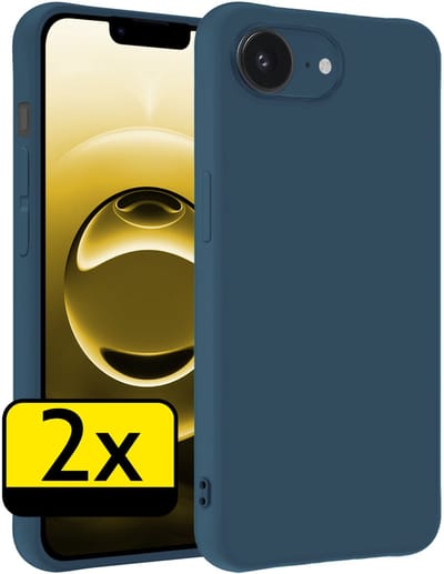 Hoesje - 2 Stuks - Geschikt voor Apple iPhone 16e - Sterk & Shockproof - Case Siliconen - Back Cover - Telefoon Hoes - Telefoonhoesjes - Donkerblauw