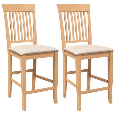 vidaXL - Barkrukken - met - kussens - 2 - stuks - natuurlijk - massief - hout - rubber