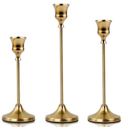 Zwarte Kandelaars Set van 3 voor Tafel Decoratie - Elegante Metalen Kandelaar Houders voor Bruiloften en Thuis