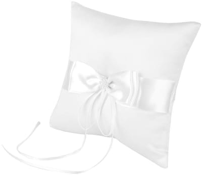 Dailygoods- Ringdragerkussen met strik - Trouwring Kussen - Decoratief Kussen - Bruiloft Accessoire - Zacht en Duurzaam - 20 x 20 cm - Trouwringkussen