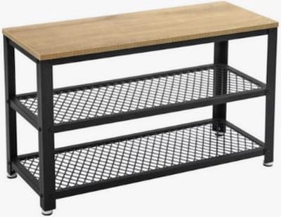 MIRA Home - Schoenenbank - Met 2 legplanken - Hal - Eikenhout/Metaal - 73x30x45cm