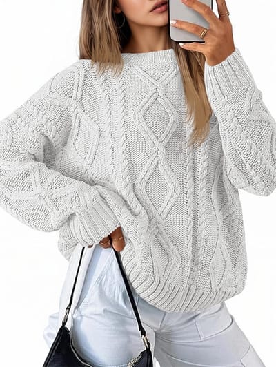 Dailygoods- Gebreide Trui - Oversized - Vlechtgebreid - Ronde Hals - Lange Mouwen - Warm Materiaal - Casual Bovenstuk - Gebreid Bovenstuk