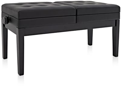 Deluxe Duet Pianokruk met Opbergruimte van Gear4music, Glanzend Zwart