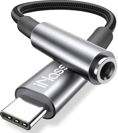 USB C naar 3,5 mm hoofdtelefoonaansluitingadapter, iFoulki Type C naar Aux Audio Dongle-kabelsnoer 384khz-32bit Hi-Res DAC voor Pixel 4 3 2 XL, Samsung Galaxy S20 Ultra Z Flip S20+ Note 20 Note 10, iPad Pro (grijs)