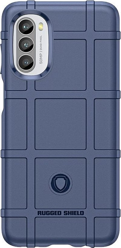 MobyDefend Hoesje - Geschikt voor Motorola Moto G82 - Rugged Shield TPU Backcover - Blauw