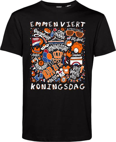 T-shirt Emmen Oranjekoorts | Zwart | maat XS