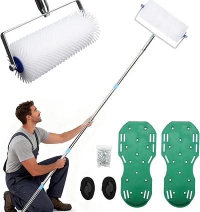 Bodemcoatingset - Vloercoating gereedschap - Zelfnivellerende vloeren - Compleet met spikeschoenen - 9 inch rol - Zoals afgebeeld