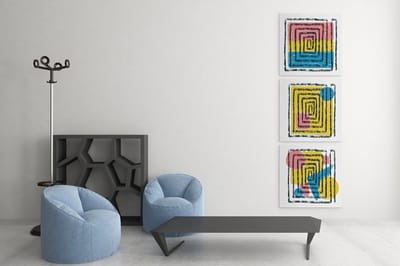 Drieluik Canvas Schilderij Abstract Geometrisch – Kleurrijke Moderne Wanddecoratie - 3x30x30 cm