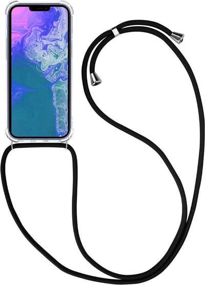 Hoesje - Geschikt voor Apple iPhone 14 Plus - Met Koord - Shock Proof - Siliconen Case - Telefoonkoord - Back Cover - Telefoon Hoes Shockproof - Telefoonketting - Telefoonhoes - Transparant