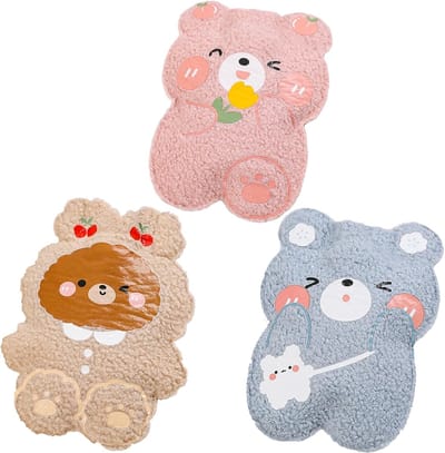 3 Pack Warmwaterflessen - 350 ml - Schattige Warmwaterfles met Hoes - Lekvrije Warmwaterfles voor Kinderen en Volwassenen - Pluche Bedfles - Handwarmer voor Binnen en Buiten Gebruik