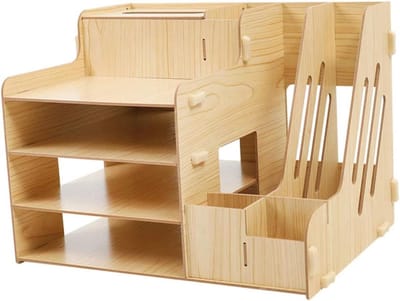 Bureau Opberger - Documenten Organizer - Thuiswerk Bureau - Multi-compartiment Ontwerp - 39x29cm - Houtkleur