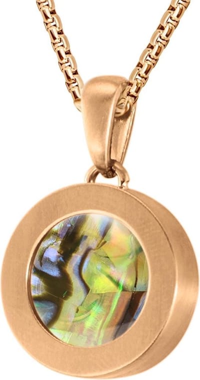 Quiges 12mm Mini Munt Hanger Rosékleurig RVS Mat met Schelp Multi Groen Munt en Box Ketting Ankerketting 42-46cm