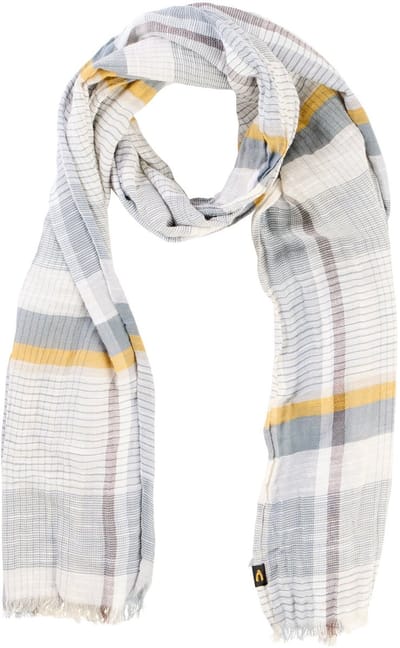 camel active Multicolour geweven sjaal van katoenen twill - Maat menswear-OS - Zonnegeel