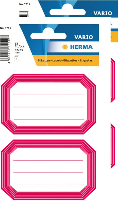 Herma Schoolboeken etiketten - stickers - 24x - roze/wit - 8.2 x 5.5 cm
