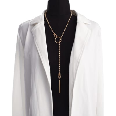 Collier Ras-de-cou à Chaîne à Bille et Pendentif Barres Longues Style Gothique Esthétique Halloween gray