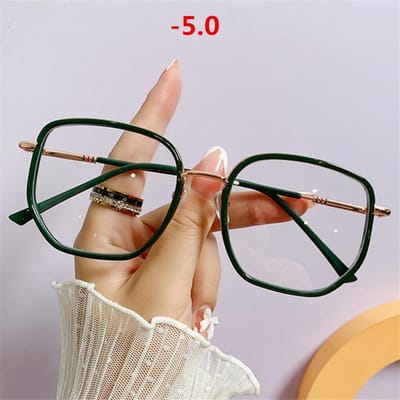 -1.0-1.5-2.0-2.5-3.0 Tot -6 Oversized Afgewerkte Myopie Brillen Mannen Vrouwen Transparante Brillen Op Sterkte Kortzichtigheid Brillen brown