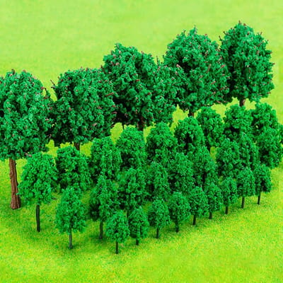 Set van 50 miniatuur bomen voor diorama's en landschapsmodellen, plastic decoratie 3-9 cm