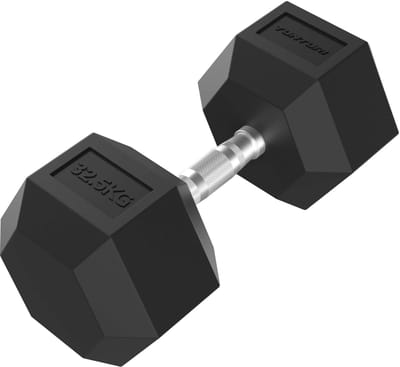 Tunturi Platinum Hexa Dumbbell - Rubber - 1x 45kg - Zwart