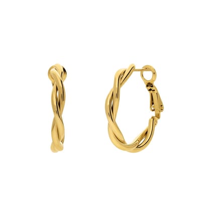 Lucardi Dames Stalen goldplated oorringen gedraaid - Oorbellen - Staal - Goudkleurig