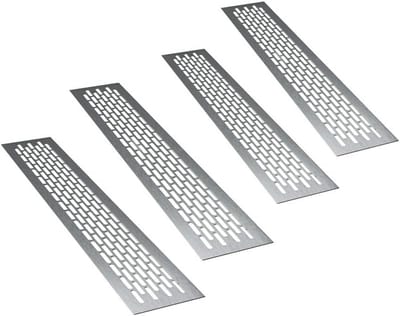 Aluminium ventilatie rooster 48 x 8 cm - 4 stuks - geborsteld