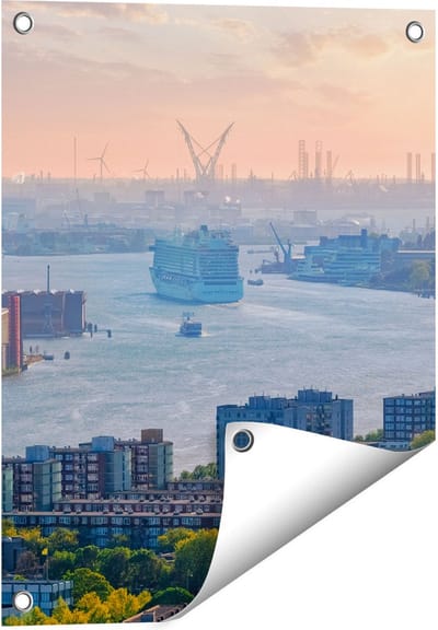 Gards Tuinposter Rotterdamse Haven bij het Water - 40x50 cm - Tuindoek - Tuindecoratie - Wanddecoratie buiten - Tuinschilderij